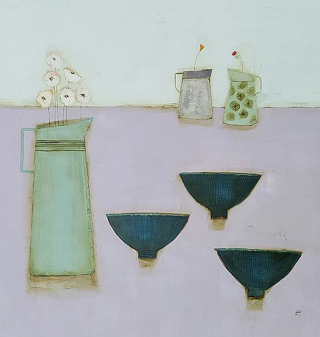 Eithne  Roberts - Bowls on pink